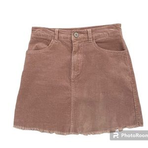 John Galt Light Pink Corduroy Skirt With Raw Hem And Pockets Size S